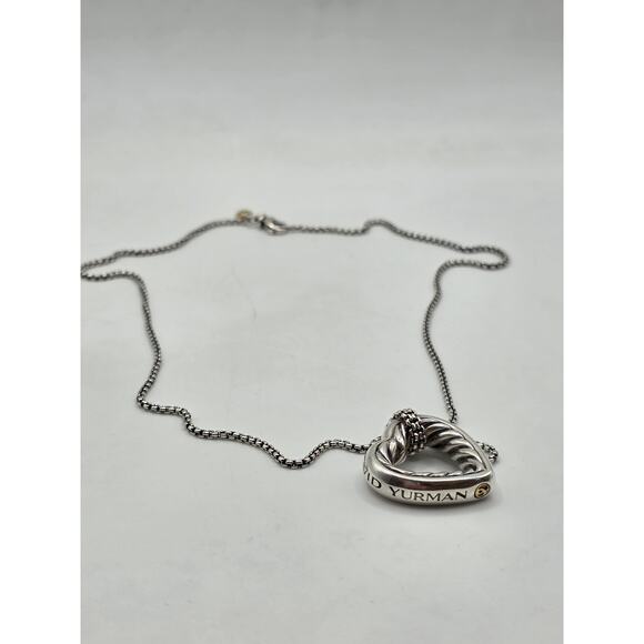 David Yurman Two-Tone Cable Heart Pendant Necklace - Picture 7 of 13
